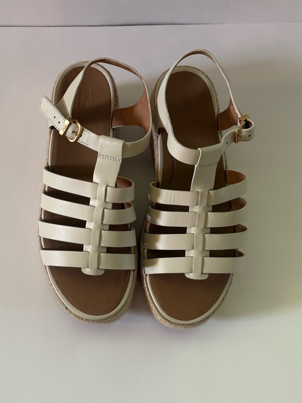 Women’s Cream Strappy Leather Sandals with Ankle Buckle by FitFlop.